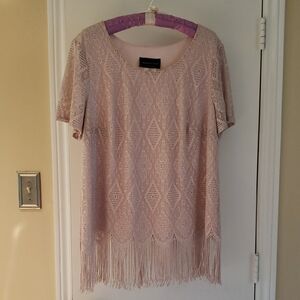 Pink Lace Fringe Top